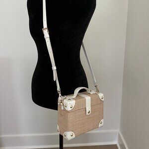 Womens Crossbody Bag, Leather and Raffia
